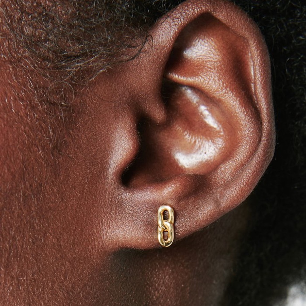 *PAIR* MINI DOUBLE LINK STUDS - ANINE BING - SOLID 14K GOLD